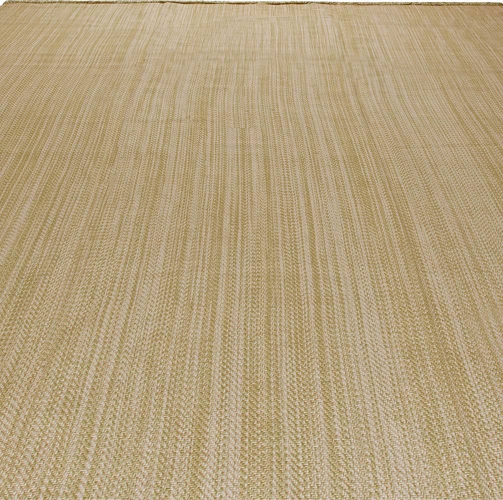 Doris Leslie Blau Collection Large Striped De Lys Beige Flat-Weave Wool Rug N10782