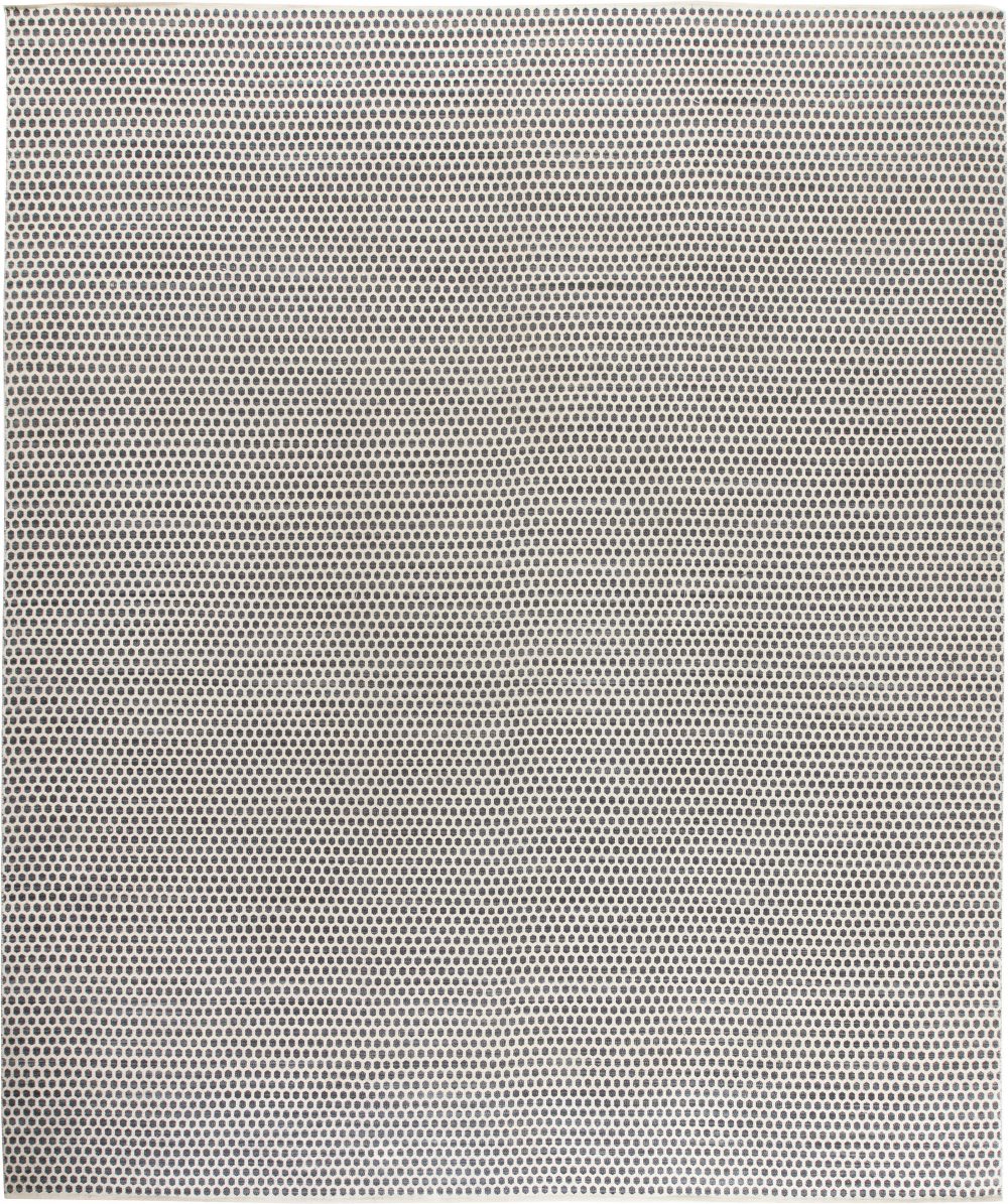 Doris Leslie Blau Collection Modern Blue, White Flat-Weave Wool Rug N11713