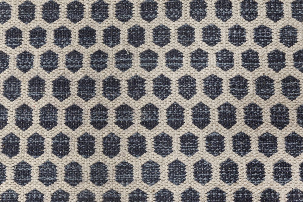 Doris Leslie Blau Collection Modern Blue, White Flat-Weave Wool Rug N11713