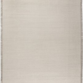 Subtle Grid-Textured Light Gray Modern Flatweave Wool Rug “Gaufre” N11705