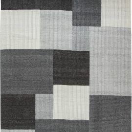 Modern Art Deco Geometric Light Gray Flatweave Wool Oversized Rug “Planar” N11587