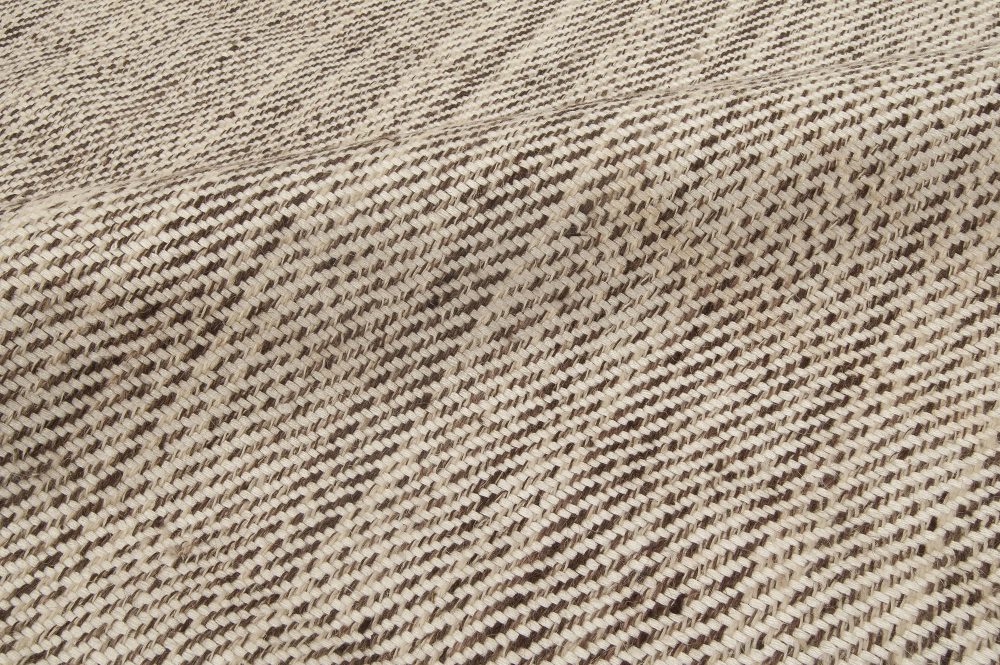 Dors Leslie Blau Collection Contemporary Light Beige, Brown Flat-Weave Wool Rug N11551