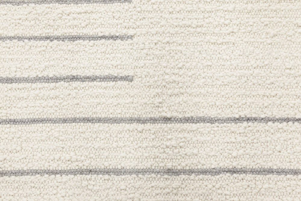 Doris Leslie Blau Collection Alpine Gray Striped Rug in Natural Lambswool N11657