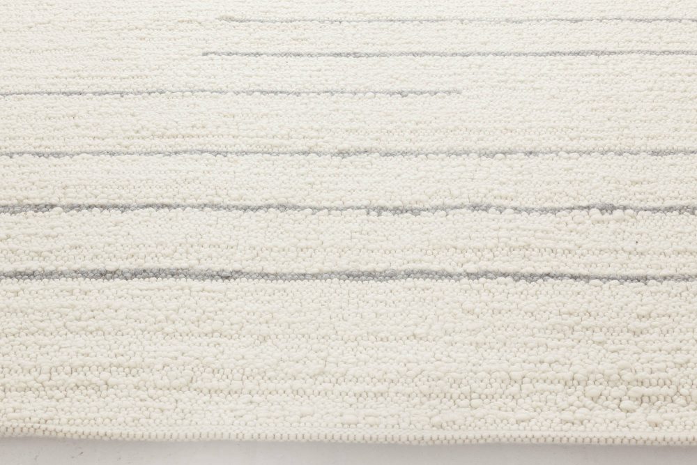 Doris Leslie Blau Collection Alpine Gray Striped Rug in Natural Lambswool N11657