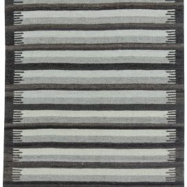 Flatweave Contemporary Stripes Slate Gray Handmade Wool Carpet Anthracite “Gray Anthracite” N11516