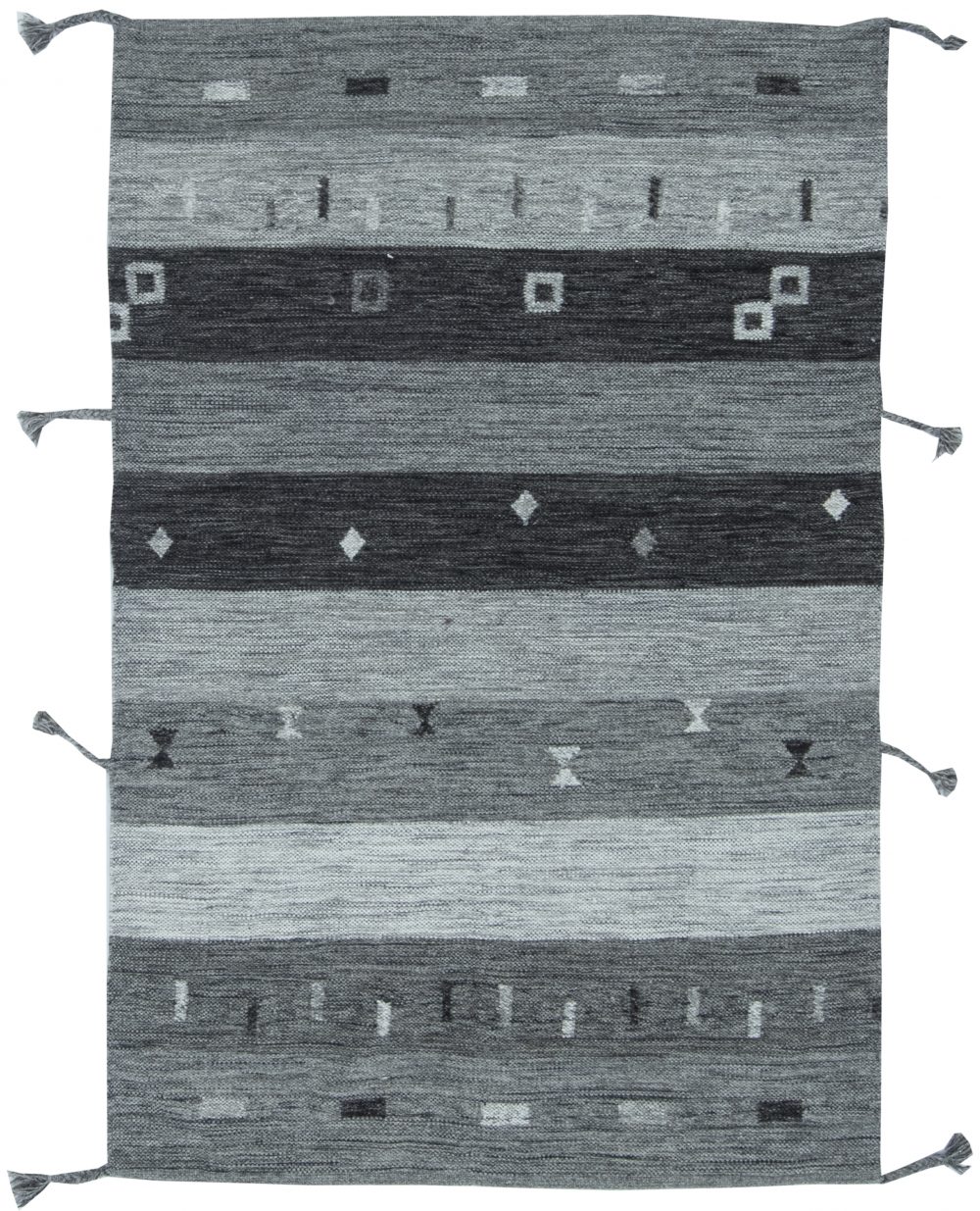 Doris Leslie Blau Collection Light and Dark Gray Flat-Weave Wool Rug N11514