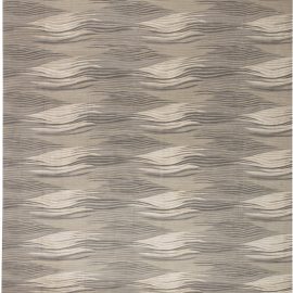 Shifting Currents Abstract Modern Hand-Knotted Gray Wool Rug “River” N11620