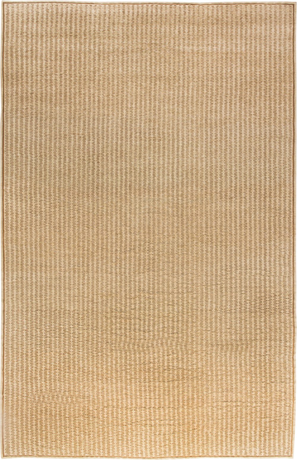 Doris Leslie Blau Collection Oversized Creamy Beige and Brown Handmade Wool Rug N10799
