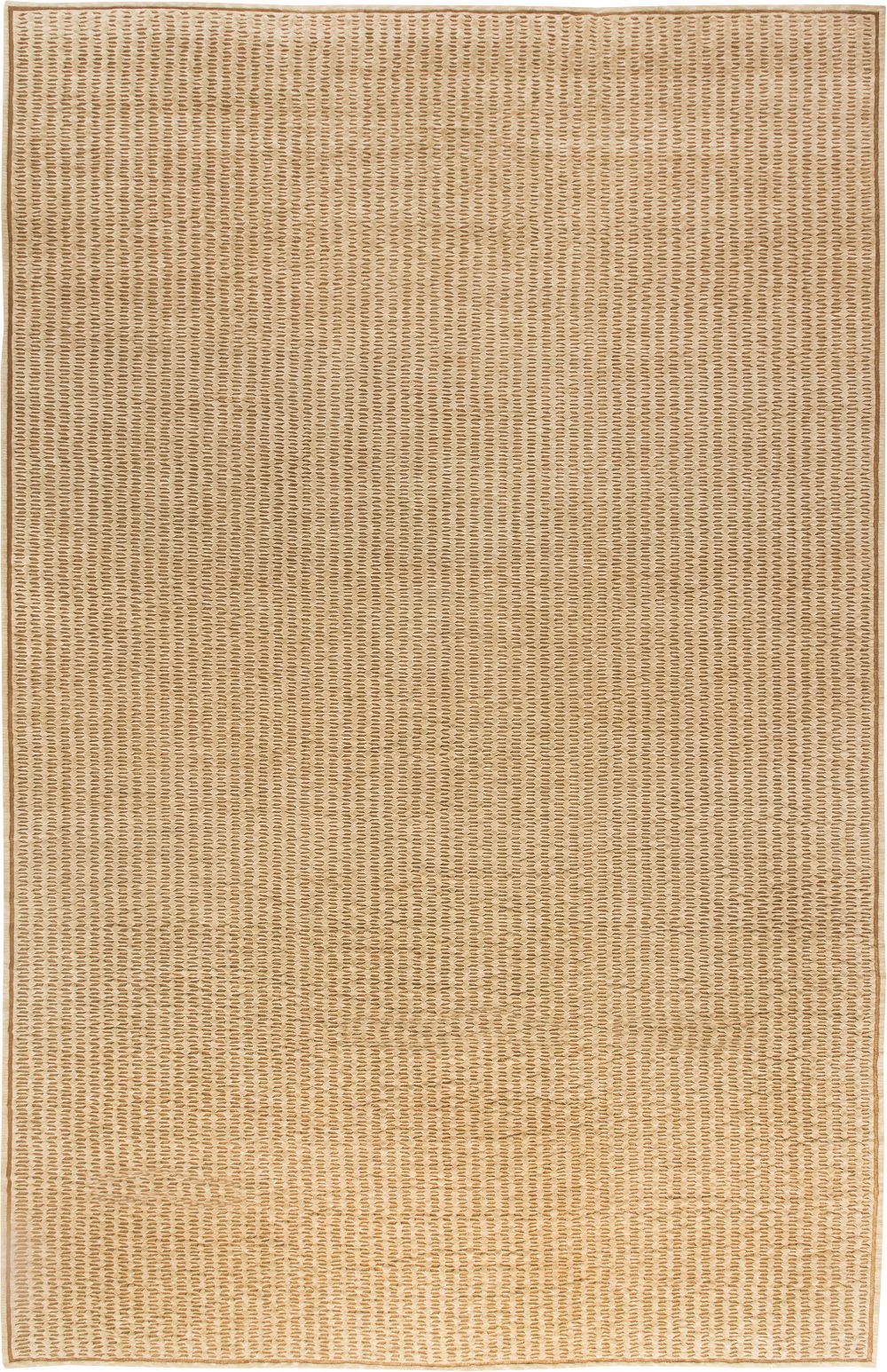 Doris Leslie Blau Collection Oversized Creamy Beige and Brown Handmade Wool Rug N10799