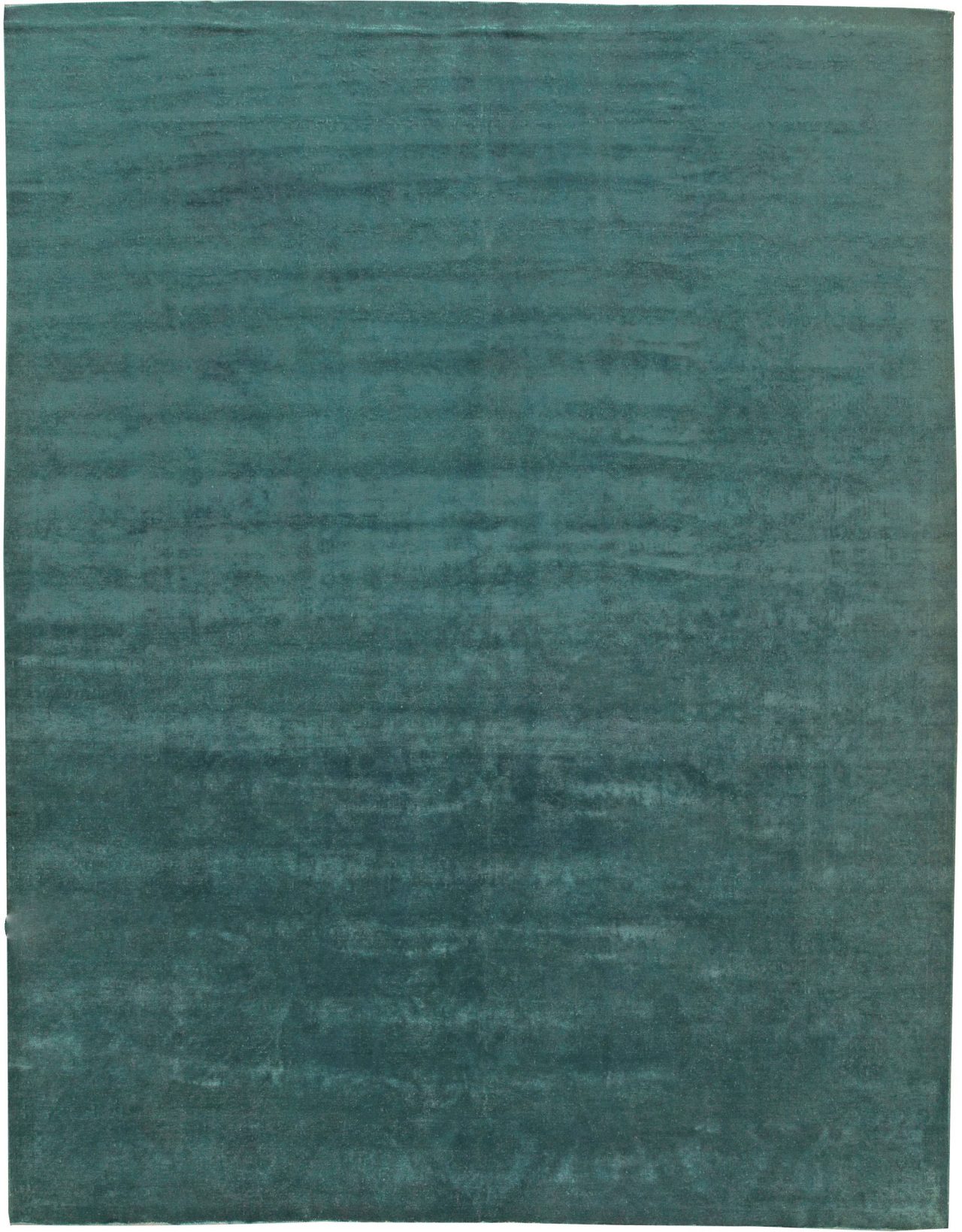 Turquoise Silk Rug with Distressed Look , index: N11095