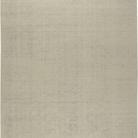Art Deco Contemporary Geometric Lattice Light Beige Hand-Knotted Wool Rug “Knossos” N11085
