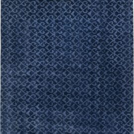Abstract-Inspired Traditional Navy Blue Handmade Rug “Zellige” N11558