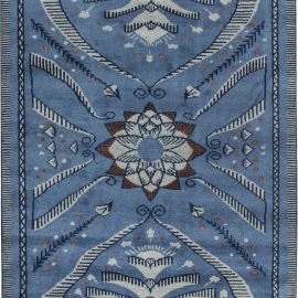 Contemporary Viennese Design Blue Hand Knotted Wool Rug N11529