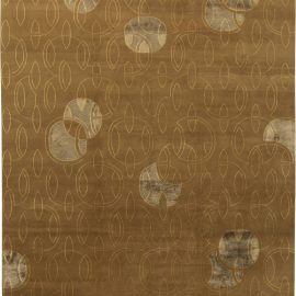 Modern Art Deco Style Tibetan Rug with Lunar Motif in Silk and Wool N11318