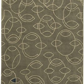 Modern Art Deco Overlapping Ovals Olive Handmade Wool Runner “Ellipse” N11324