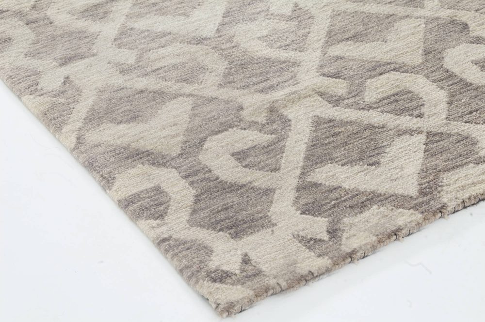 Doris Leslie Blau Collection Geometric Handmade Wool Runner in Brown and Beige N11640