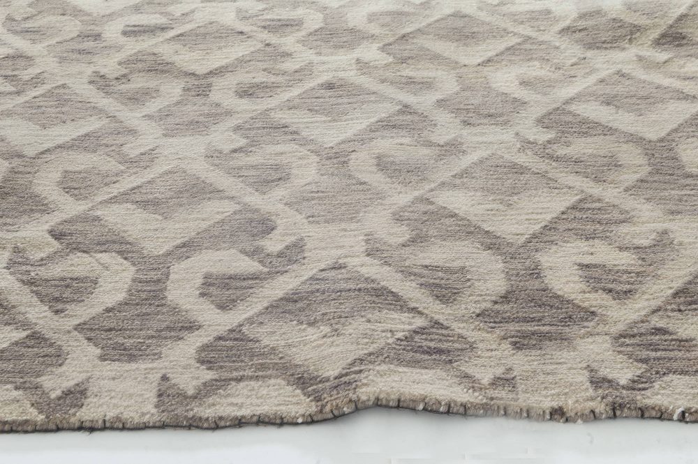 Doris Leslie Blau Collection Geometric Handmade Wool Runner in Brown and Beige N11640