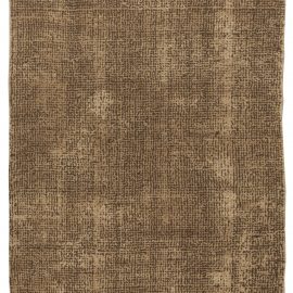 Hand-Knotted-Inspired Traditional Solid Warm Tan With Brown Handmade Wool Rug “Interstice” N10631