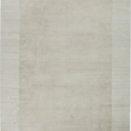 Modern Art Deco Solid Light Gray Handmade Wool Rug “Solitude” N11577