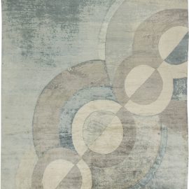 Contemporary Celestial Mohair Silver Gray and Pale Blue Rug N11573