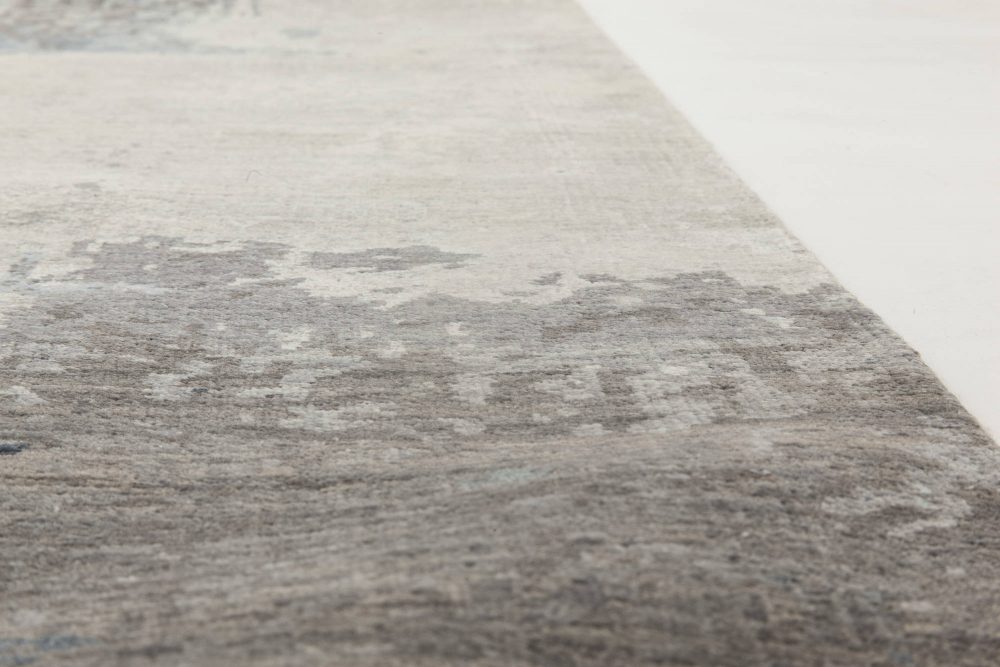 Contemporary Celestial Mohair Silver Gray and Pale Blue Rug N11573