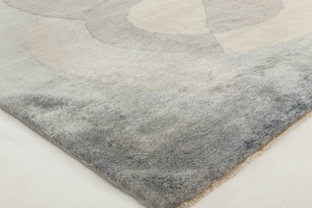 Contemporary Celestial Mohair Silver Gray and Pale Blue Rug N11573