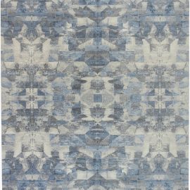 Modern Abstract Geometric Gray Handmade Wool Rug “Frostine” N11579