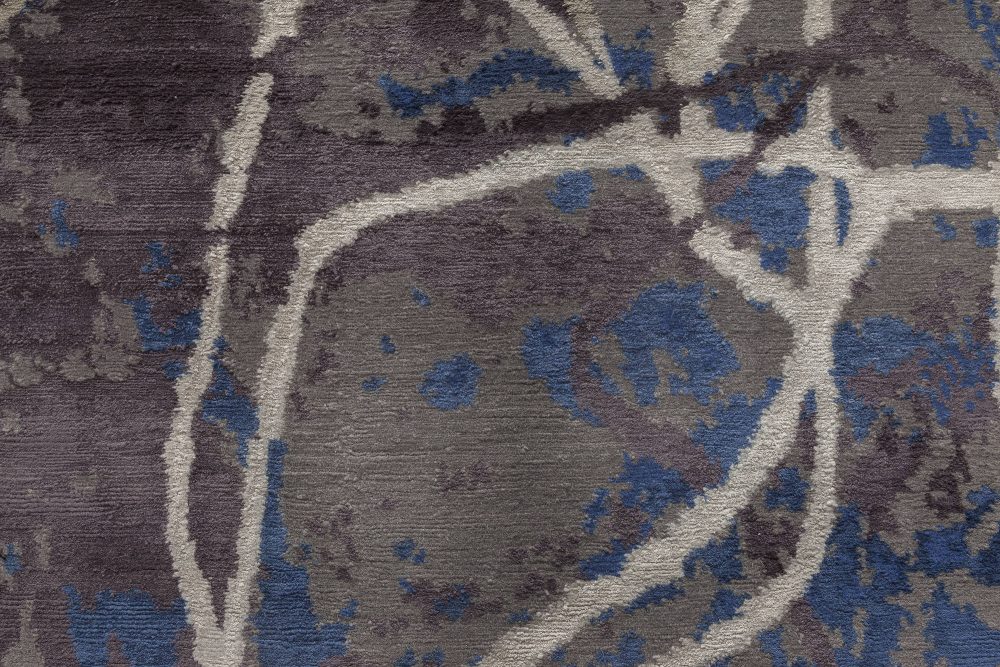 Doris Leslie Blau Collection Indigo and Brown Hand-Spun Wool and Silk Rug N11660