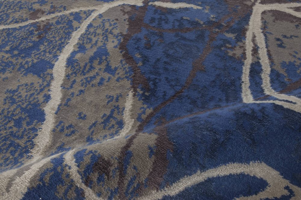 Doris Leslie Blau Collection Indigo and Brown Hand-Spun Wool and Silk Rug N11660