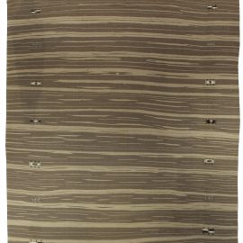 Doris Leslie Blau Collection Modern Brown Striped Handmade Wool Rug N10701