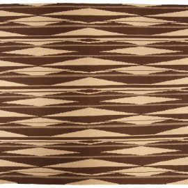 Swedish Inspired Geometric Brown & Beige Hand Knotted Wool Rug N10323