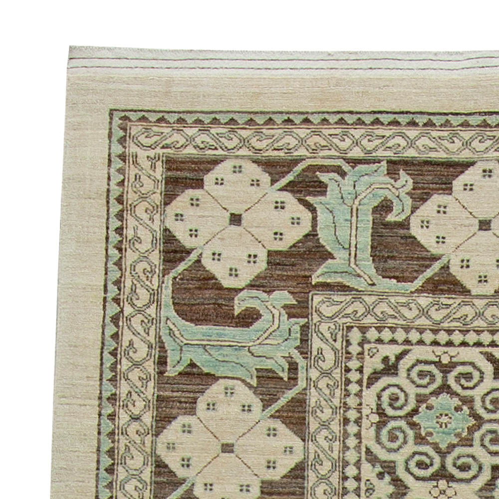 Doris Leslie Blau Collection Tabriz Style Brown and Beige Handmade Wool Rug N10831