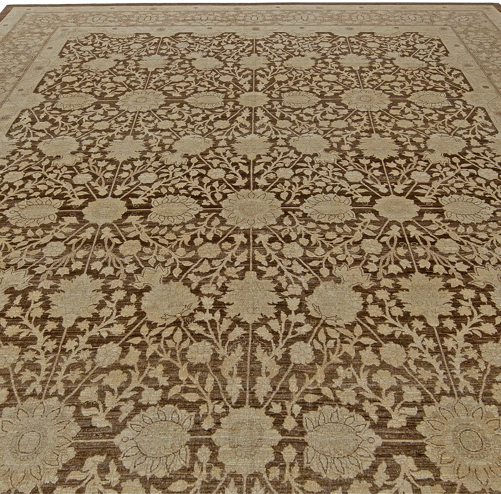 Doris Leslie Blau Collection Contemporary Tabriz Beige, Brown Wool Rug N10829