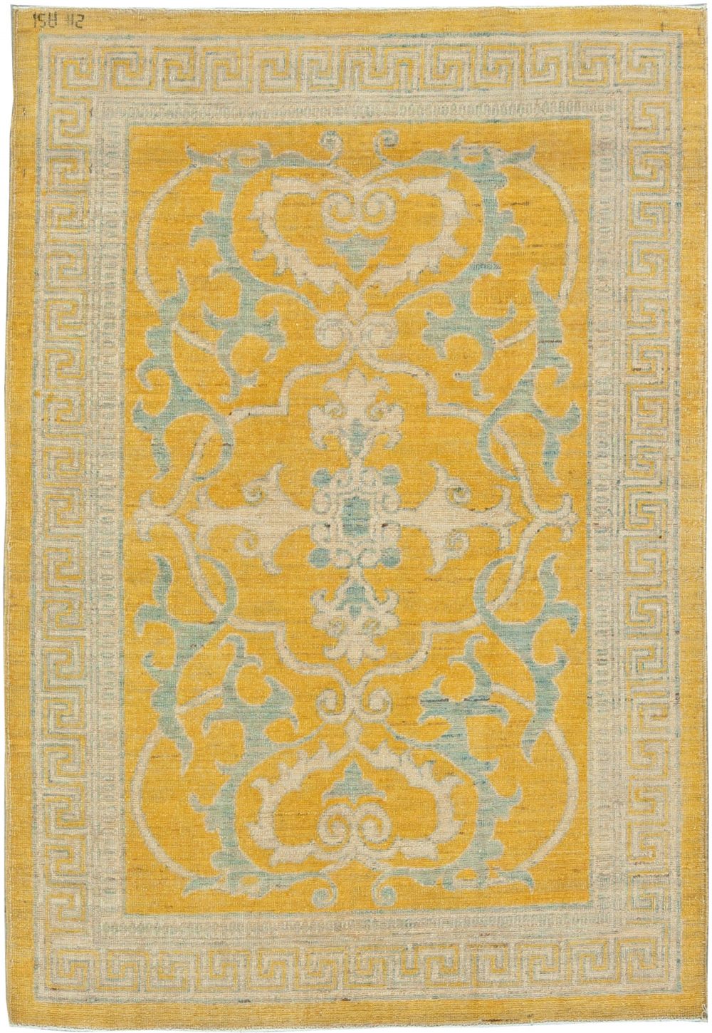 Traditional Oriental Inspired Yellow, Beige and Gray Wool Rug N11160