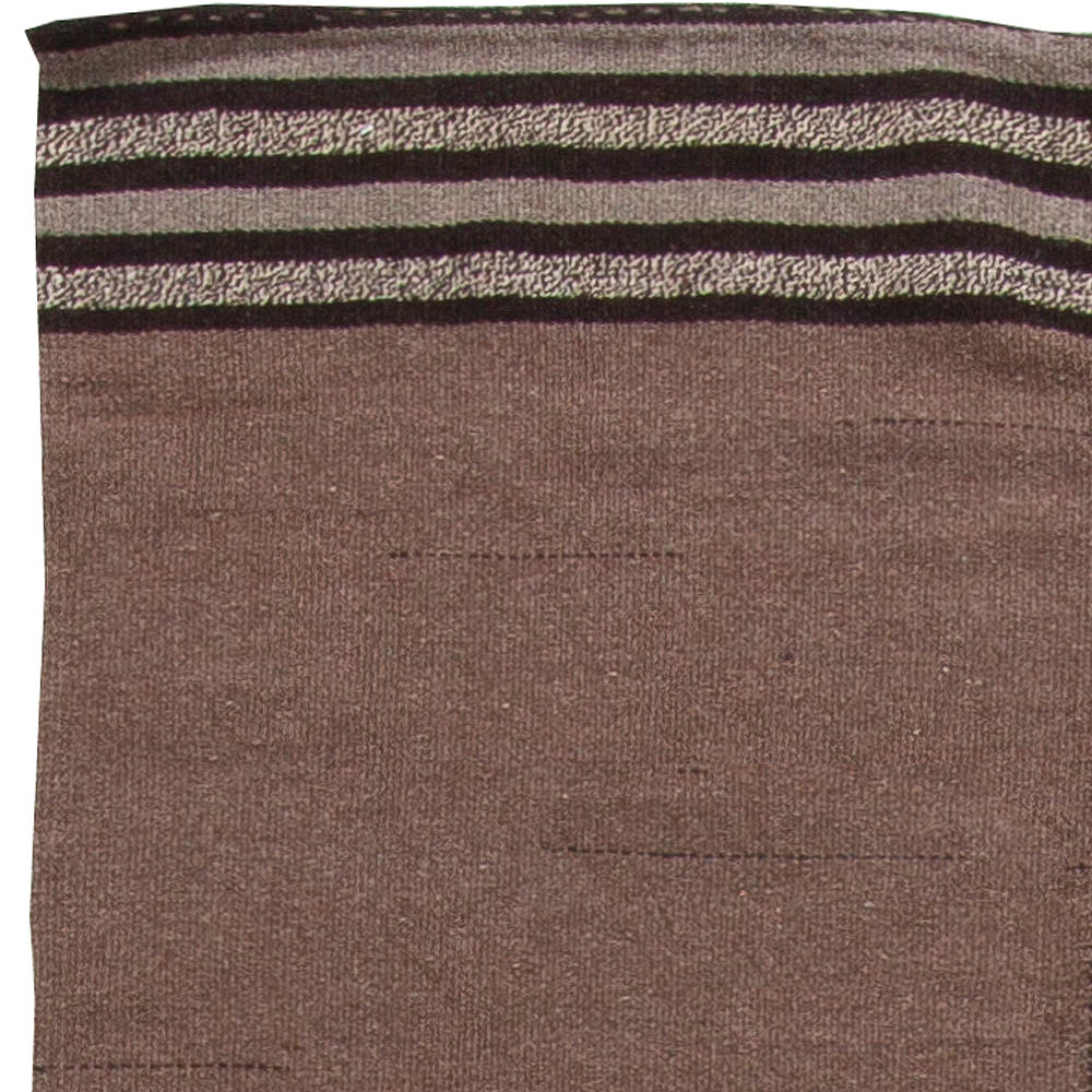 Turkish Modernist Taupe, Gray and Black Kilim Wool Rug N10856