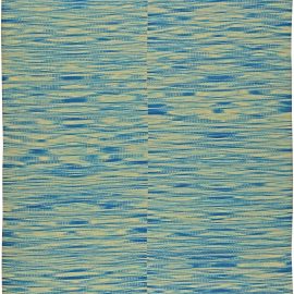 Doris Leslie Blau Collection Contemporary Blue, White Flat-Woven Wool Kilim Rug N11173