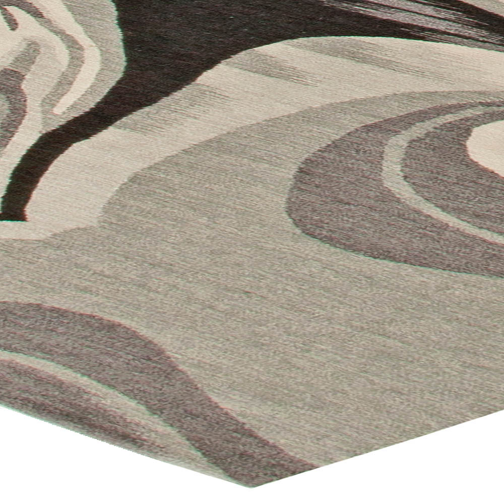 Doris Leslie Blau Collection Modern Cyclone Flat-Weave Rug in Beige and Gray N10897