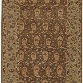 Traditional Rug Floral Paisley Warm Tan Hand-Knotted Wool Runner sepia “Sepia Paisley” N11183