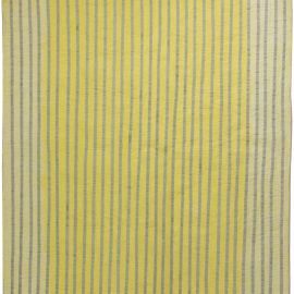 “Aurora” Contemporary Flatweave Striped Light Gray And Yellow Hand-Knotted Wool Carpet N11645