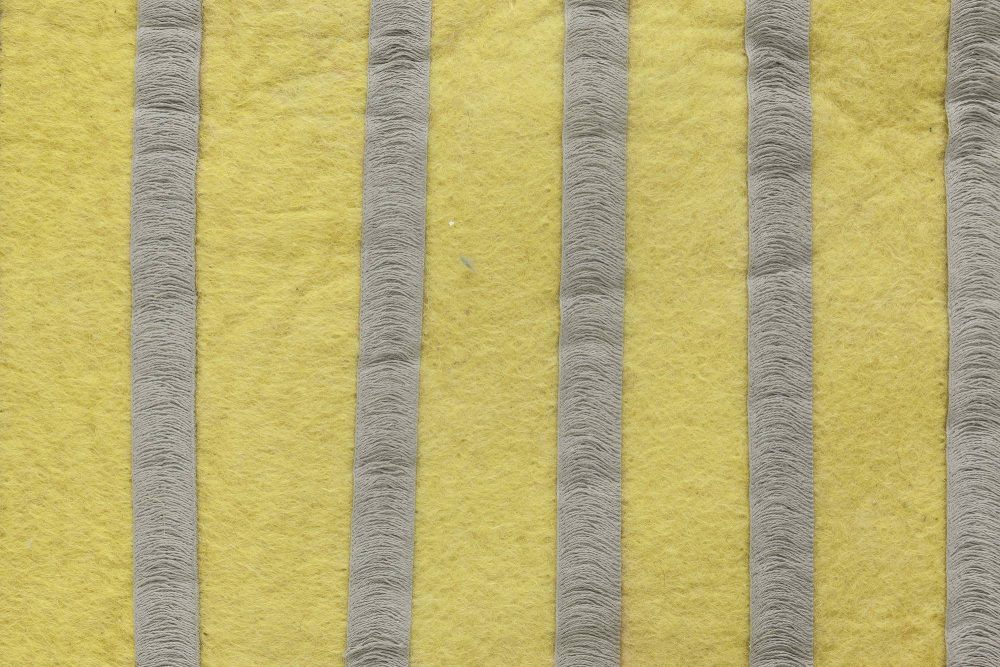 Doris Leslie Blau Collection Double Sided Gray, Yellow Striped Handcrafted Rug N11645