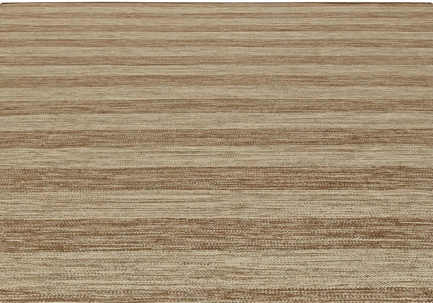 Doris Leslie Blau Collection Flat-Weave Wool Rug in Brown and Beige Stripes N11074
