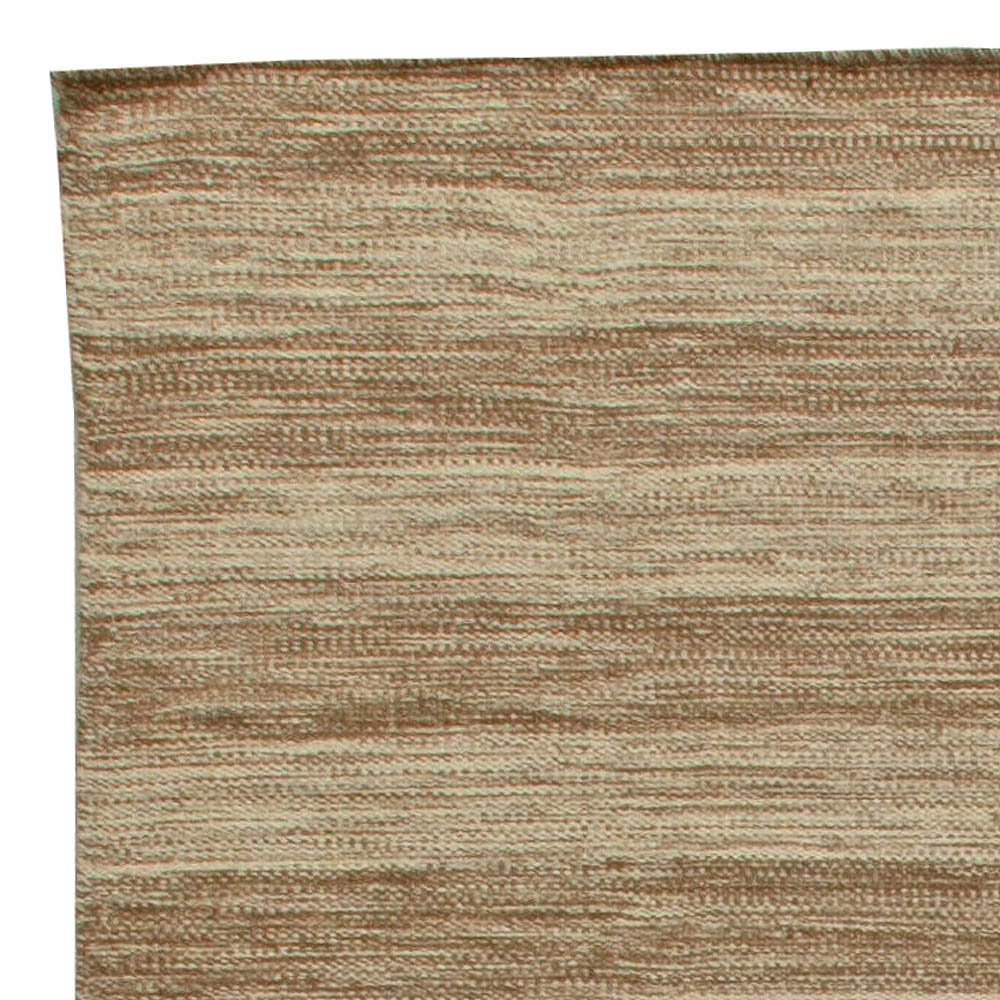 Doris Leslie Blau Collection Flat-Weave Wool Rug in Brown and Beige Stripes N11074