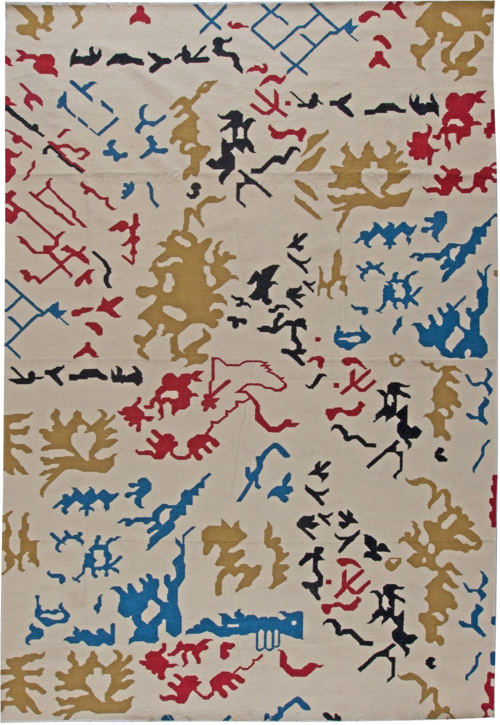Doris Leslie Blau Collection Modern Bold White, Red, Yellow, Black and Blue Rug N11039