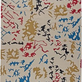 Doris Leslie Blau Collection Modern Bold White, Red, Yellow, Black and Blue Rug N11039