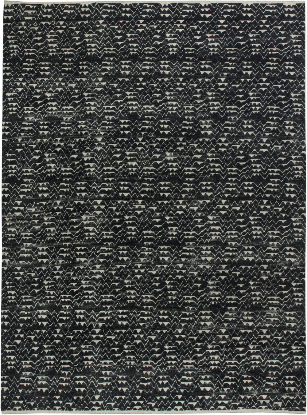 Doris Leslie Blau Collection Ice Age Textured Navy, Ivory Wool Rug N11647