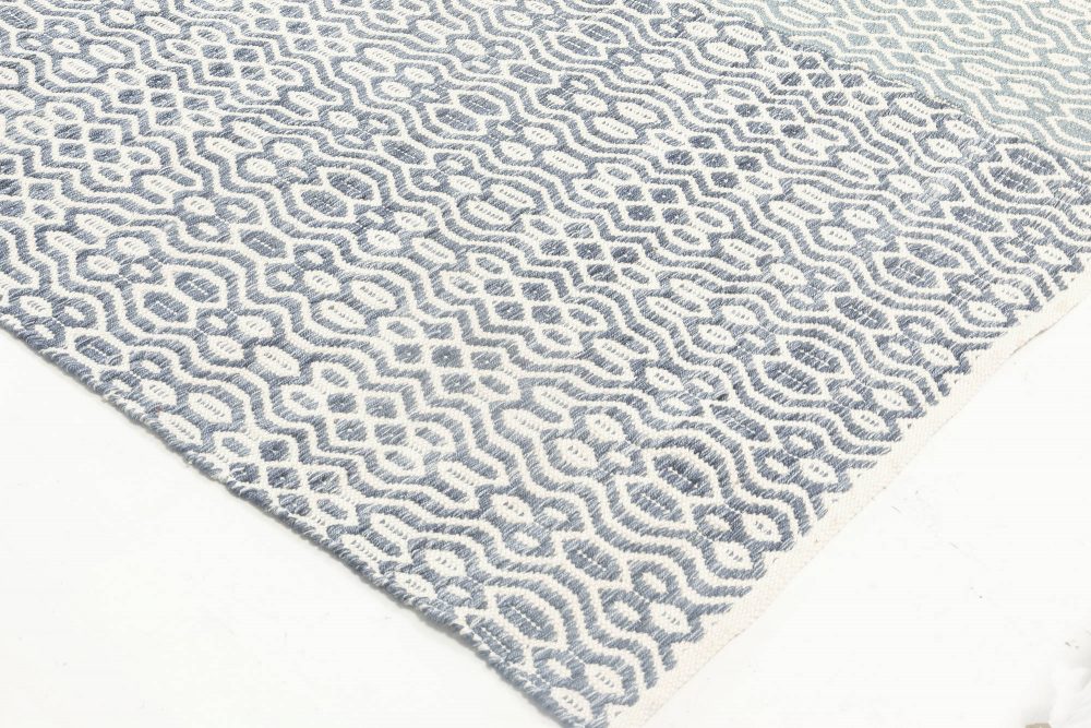 Doris Leslie Blau Collection Contemporary Blue, White Flat-Weave Rug N11850