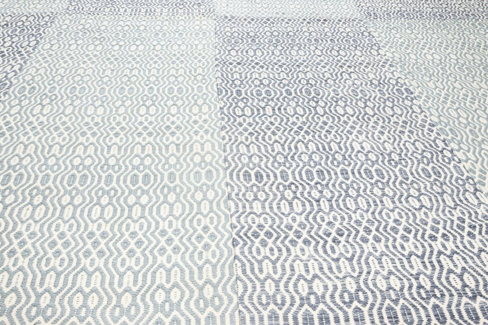 Doris Leslie Blau Collection Contemporary Blue, White Flat-Weave Rug N11850