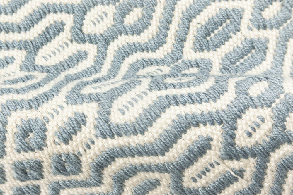 Doris Leslie Blau Collection Contemporary Blue, White Flat-Weave Rug N11850