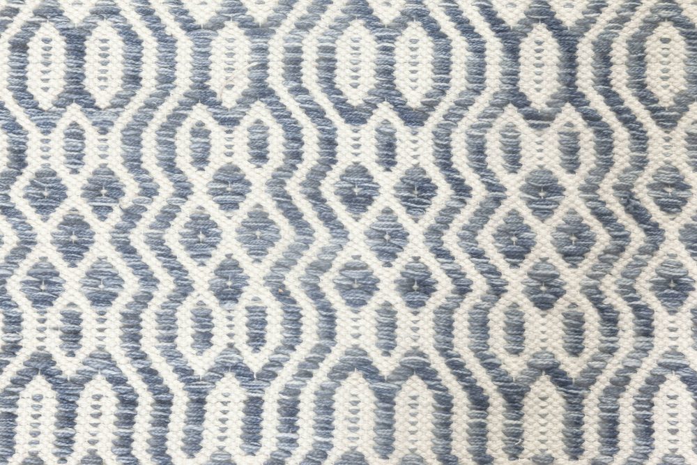 Doris Leslie Blau Collection Contemporary Blue, White Flat-Weave Rug N11850