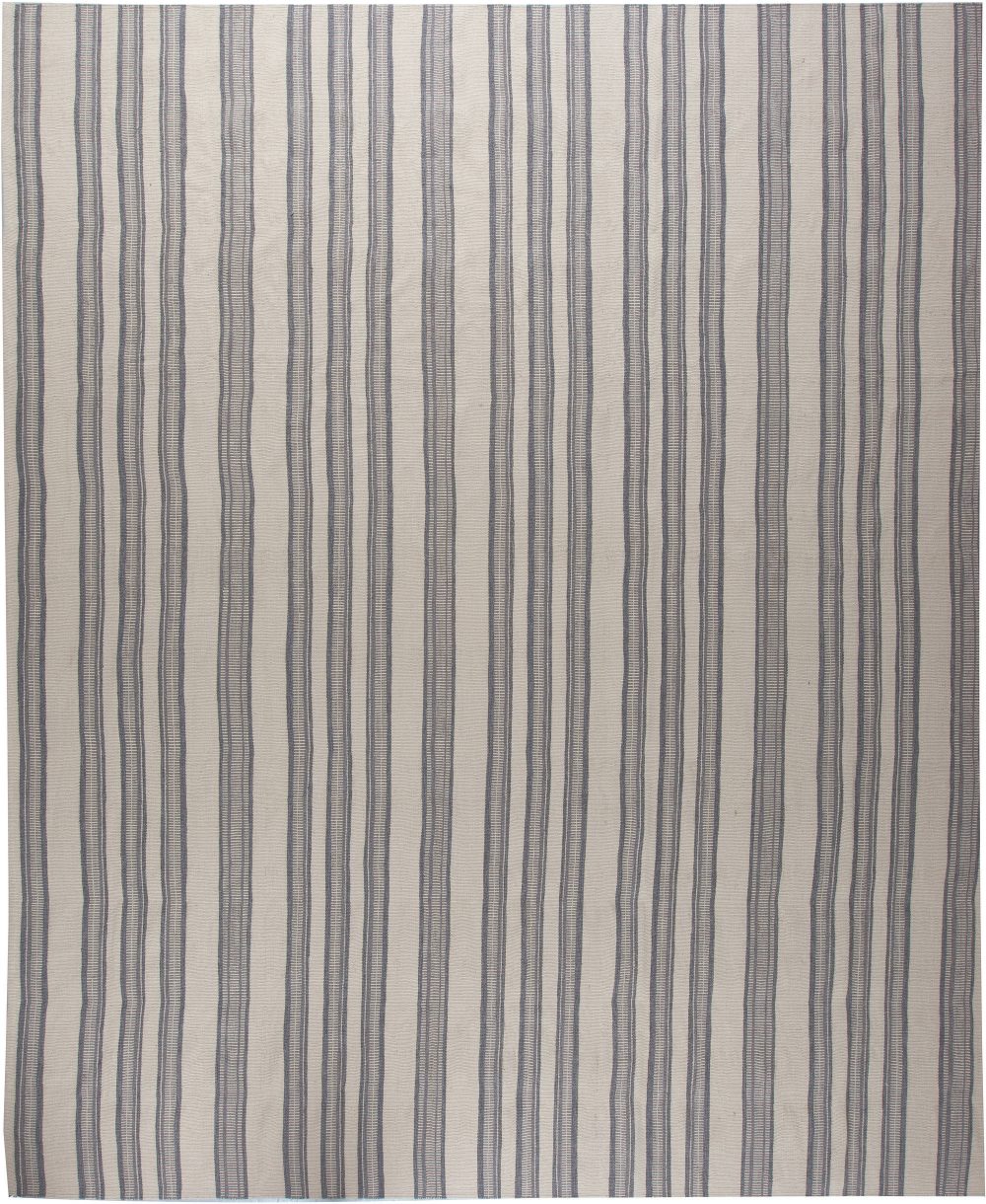 Doris Leslie Blau Collection Contemporary Oversized Striped Gray Flat-Weave Rug N10911